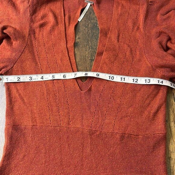 Free People flutter sleeve flare Knit dress XS rusty red brown - Picture 10 of 11